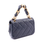 Chanel Shoulder Bag Quilted 2-Way Navy Lambskin Small Flap Chain — view 2