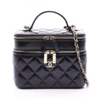 Chanel Shoulder Bag Quilted Vanity 2-Way Black Chain
