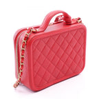 Chanel Shoulder Bag CC Filigree Vanity 2-Way Red Caviar Leather CC Quilted Chain — view 2