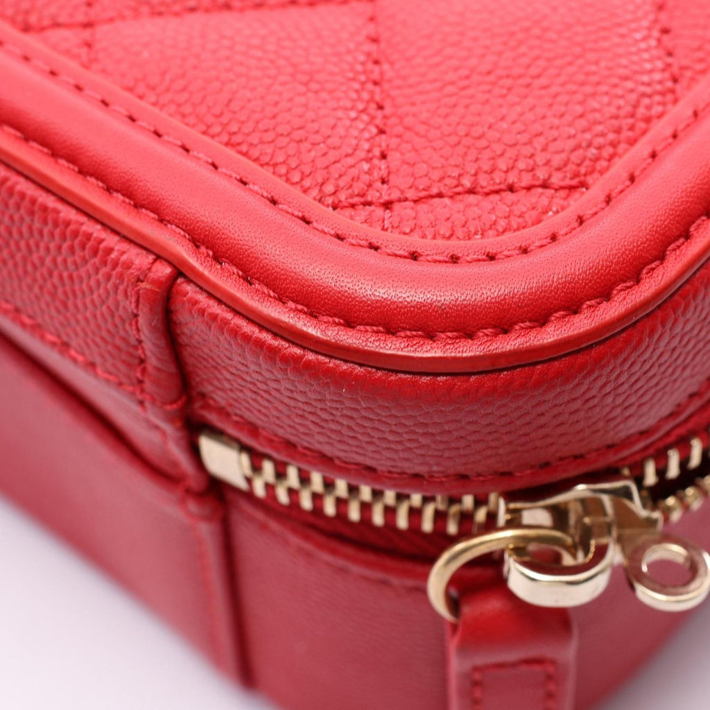 Chanel Shoulder Bag CC Filigree Vanity 2-Way Red Caviar Leather CC Quilted Chain — view 6