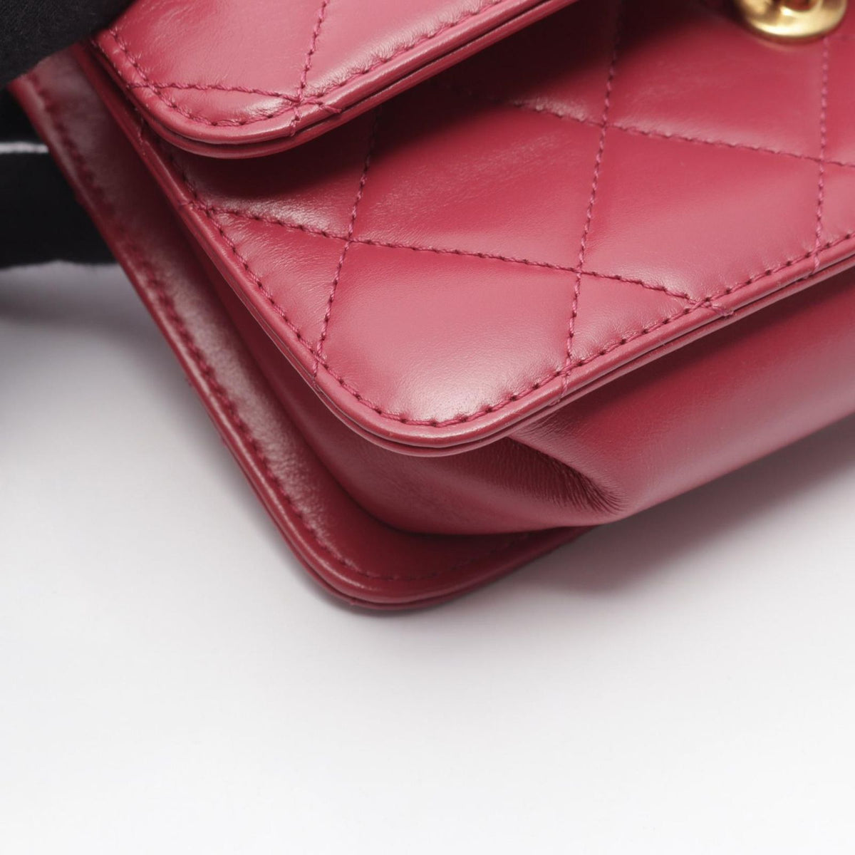 Chanel Shoulder Bag Quilted Small Flap Pink Lambskin Chain — view 6