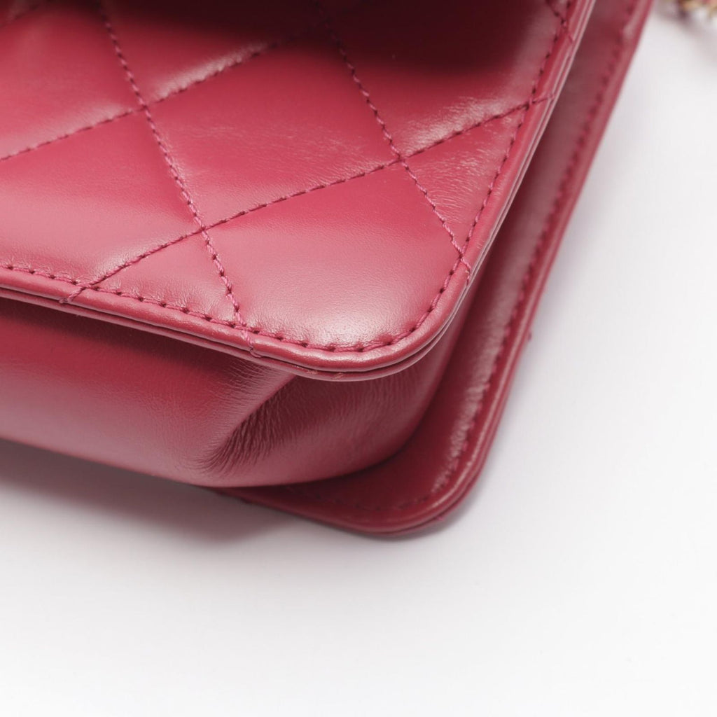 Chanel Shoulder Bag Quilted Small Flap Pink Lambskin Chain — view 7