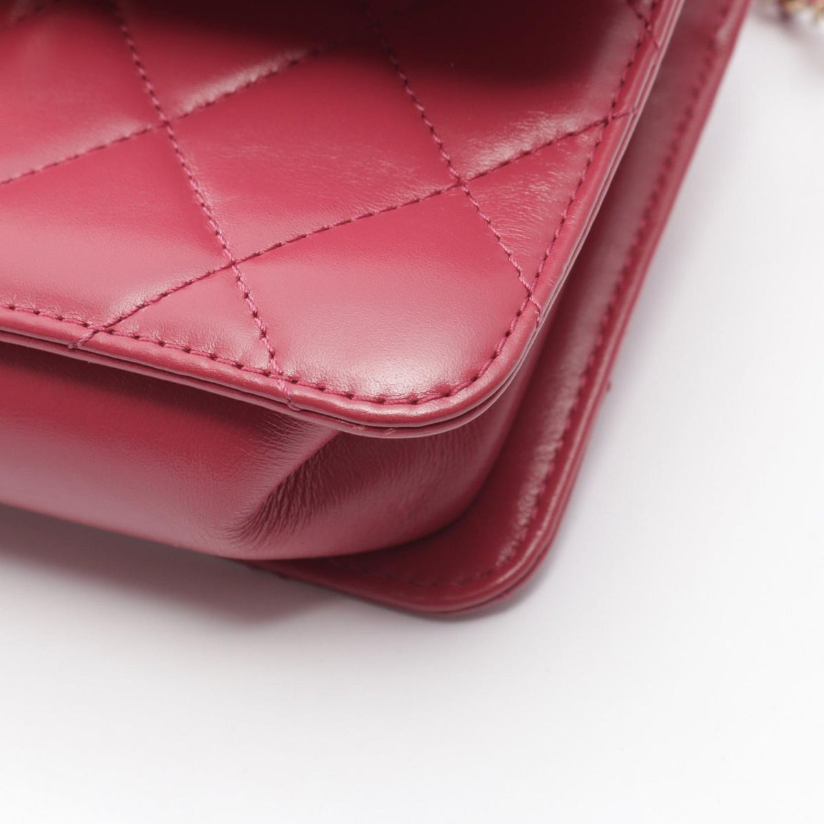 Chanel Shoulder Bag Quilted Small Flap Pink Lambskin Chain — view 7
