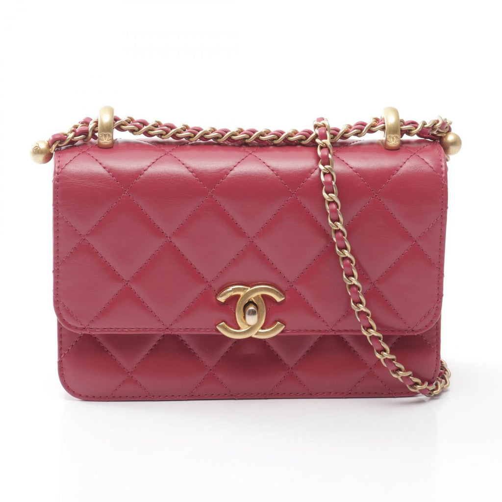 Chanel Shoulder Bag Quilted Small Flap Pink Lambskin Chain