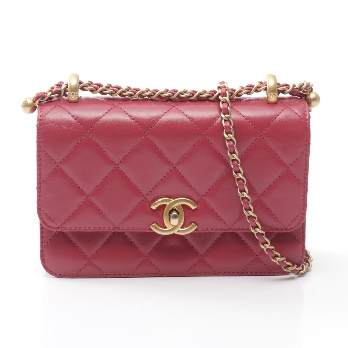 Chanel Shoulder Bag Quilted Small Flap Pink Lambskin Chain