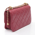 Chanel Shoulder Bag Quilted Small Flap Pink Lambskin Chain — view 2