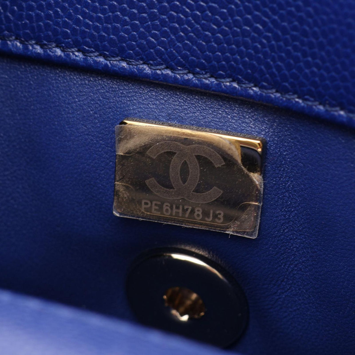 Chanel Handbag Coco Handle Flap Quilted 2-Way Blue Caviar Leather Chain — view 5