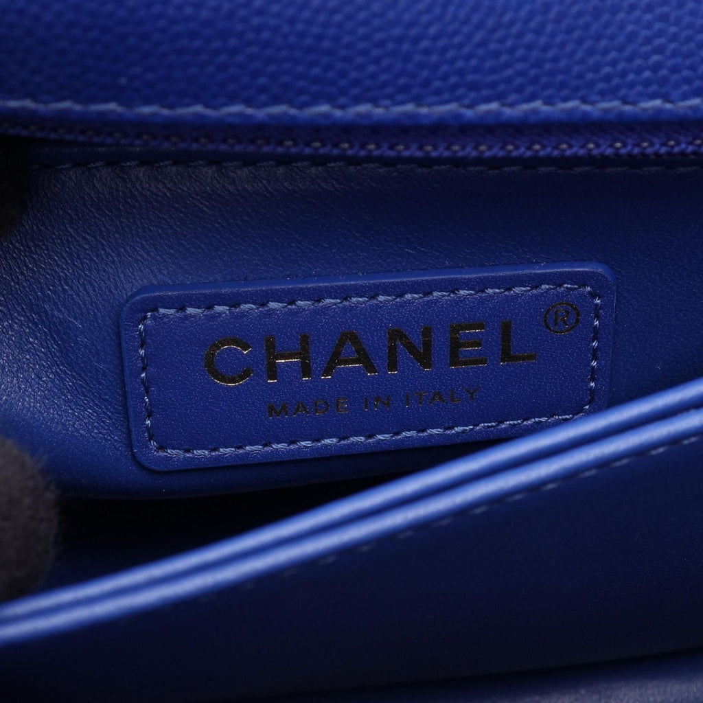 Chanel Handbag Coco Handle Flap Quilted 2-Way Blue Caviar Leather Chain — view 4