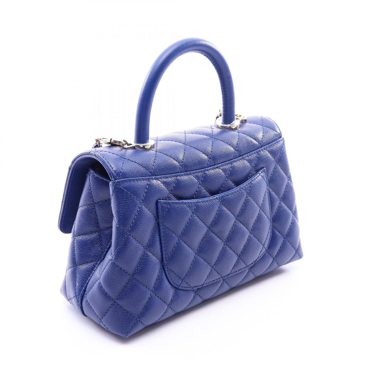 Chanel Handbag Coco Handle Flap Quilted 2-Way Blue Caviar Leather Chain — view 2