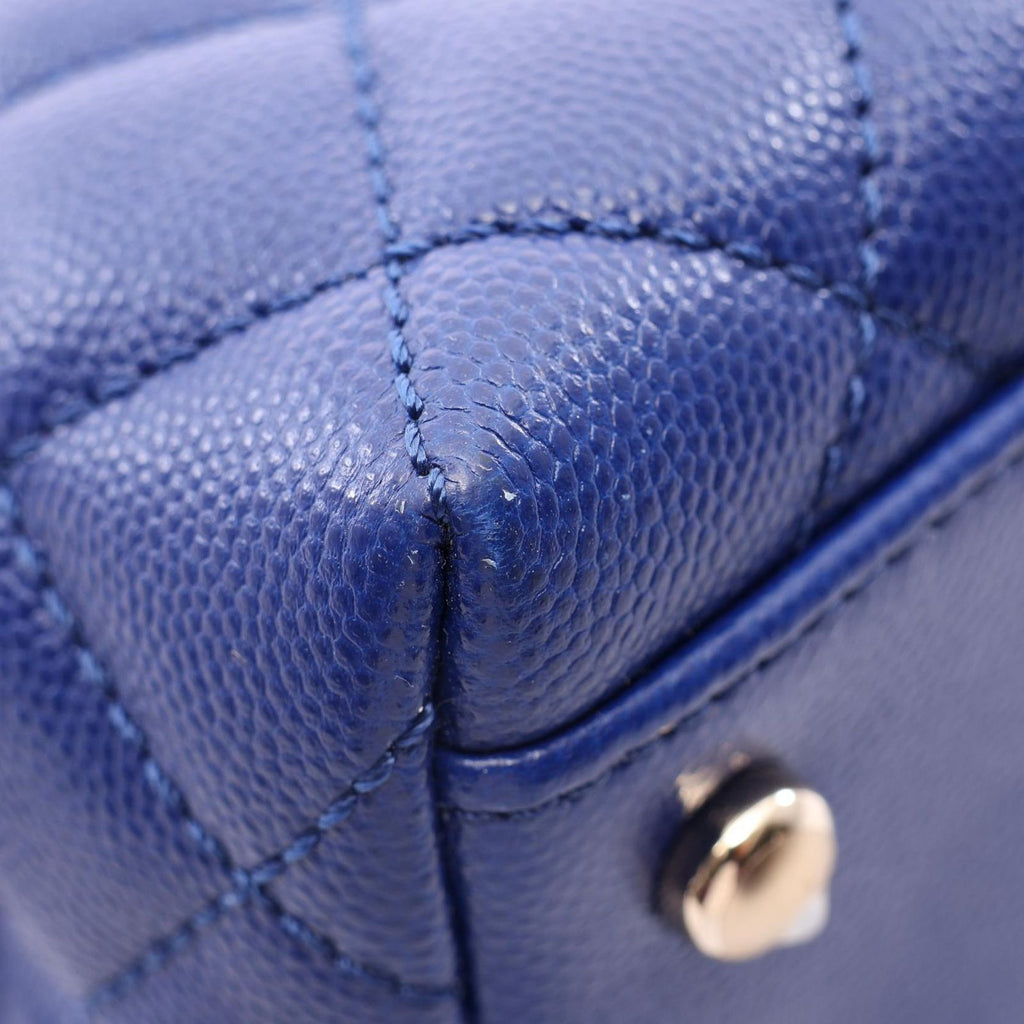 Chanel Handbag Coco Handle Flap Quilted 2-Way Blue Caviar Leather Chain — view 6