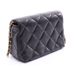 Chanel Shoulder Bag Quilted Mini Flap Black Lambskin Small Chain — view 2