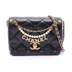 Chanel Shoulder Bag Quilted Mini Flap Black Lambskin Small Chain