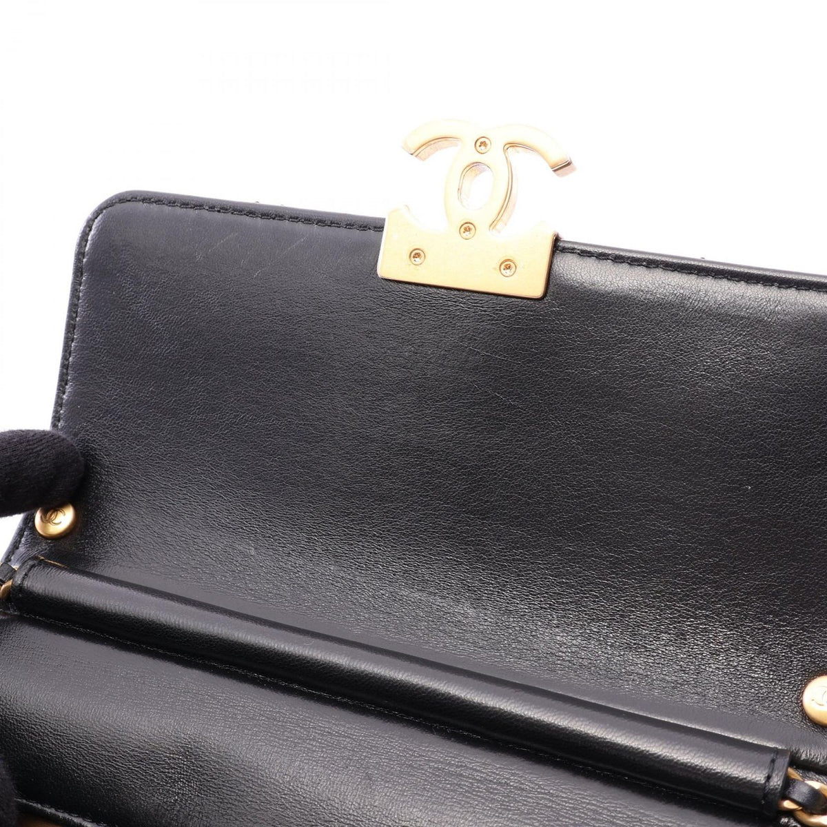 Chanel Shoulder Bag Quilted Mini Flap Black Lambskin Small Chain — view 7