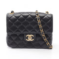 Chanel Shoulder Bag Quilted Black Lambskin Small Flap Chain