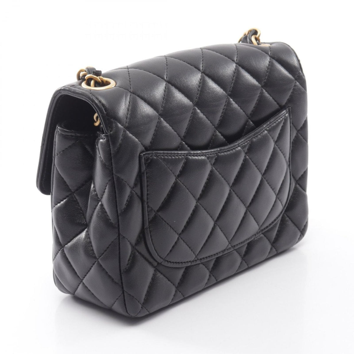 Chanel Shoulder Bag Quilted Black Lambskin Small Flap Chain — view 2