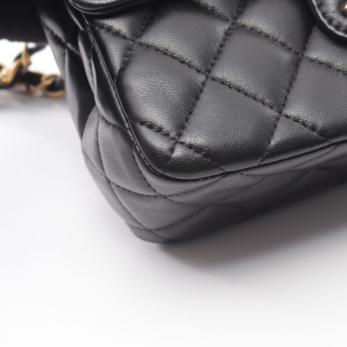 Chanel Shoulder Bag Quilted Black Lambskin Small Flap Chain — view 8