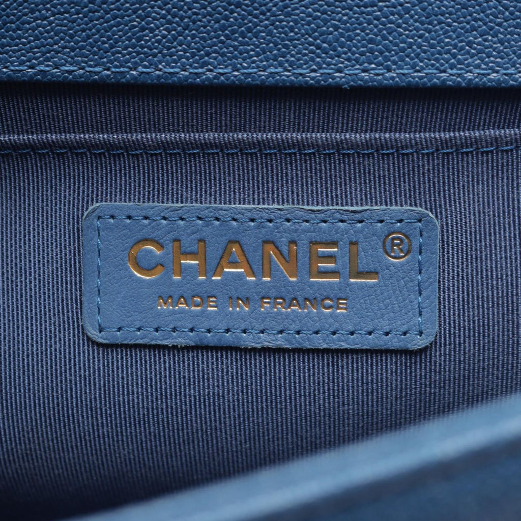 Chanel Shoulder Bag Boy Blue Caviar Leather Chain — view 4