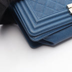 Chanel Shoulder Bag Boy Blue Caviar Leather Chain — view 8