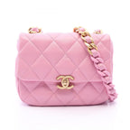 Chanel Shoulder Bag Quilted Pink Lambskin Small Flap Chain