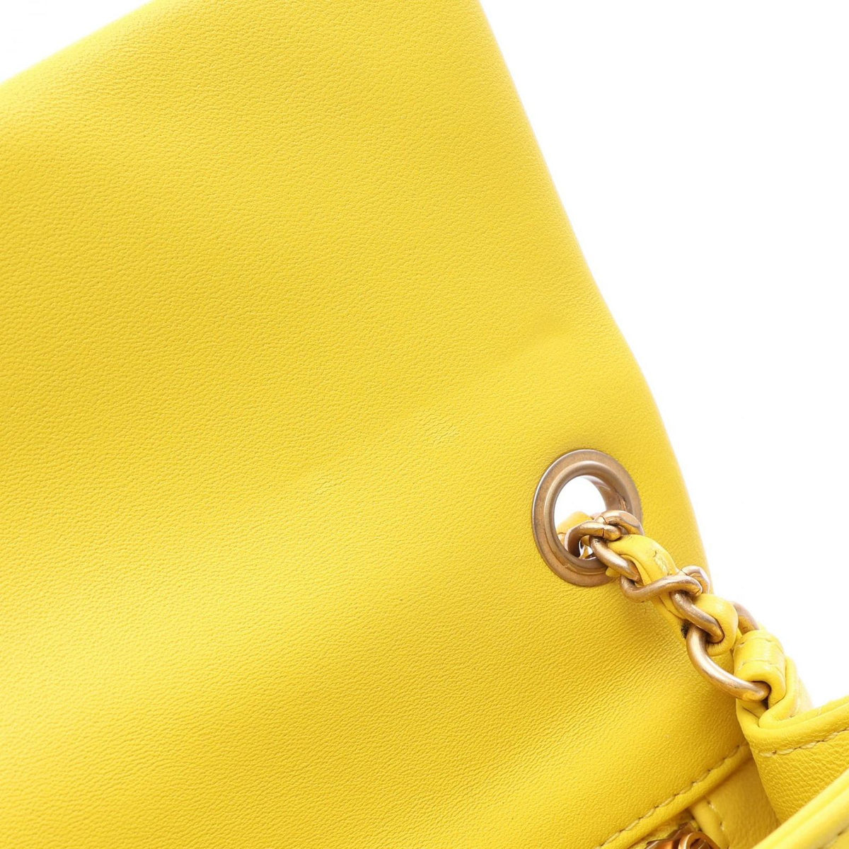 Chanel Shoulder Bag Quilted Mini Flap Yellow Lambskin Mini Chain — view 6