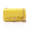 Chanel Shoulder Bag Quilted Mini Flap Yellow Lambskin Mini Chain