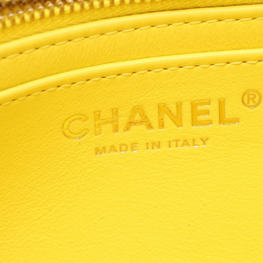 Chanel Shoulder Bag Quilted Mini Flap Yellow Lambskin Mini Chain — view 4