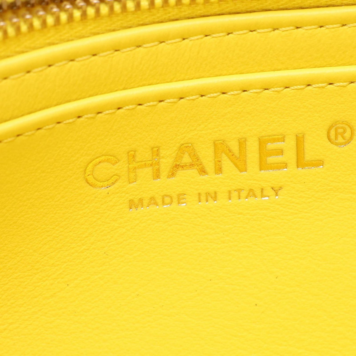 Chanel Shoulder Bag Quilted Mini Flap Yellow Lambskin Mini Chain — view 4
