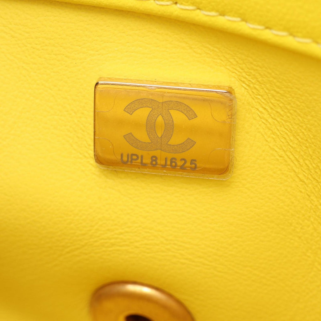 Chanel Shoulder Bag Quilted Mini Flap Yellow Lambskin Mini Chain — view 5