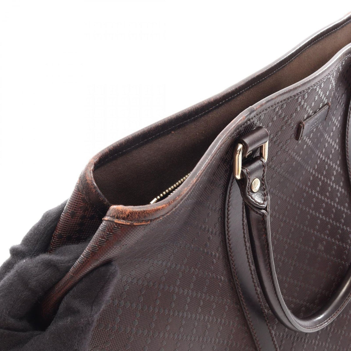 Gucci Tote Bag Diamante Dark Brown Leather — view 6