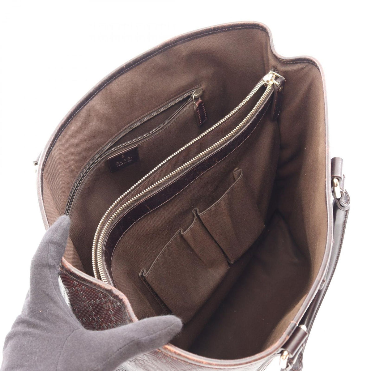 Gucci Tote Bag Diamante Dark Brown Leather — view 3