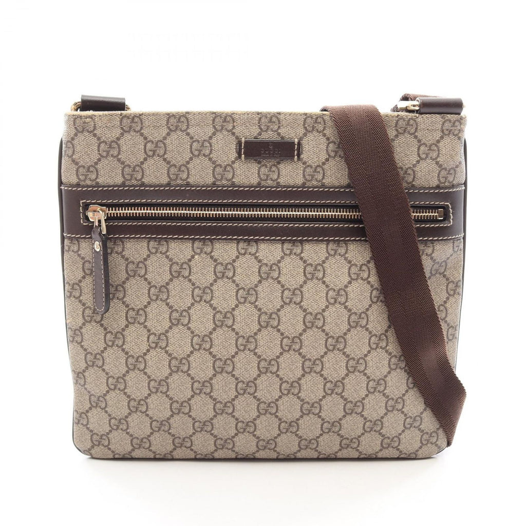Gucci Shoulder Bag GG Supreme Beige Brown Leather