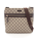 Gucci Shoulder Bag GG Supreme Beige Brown Leather