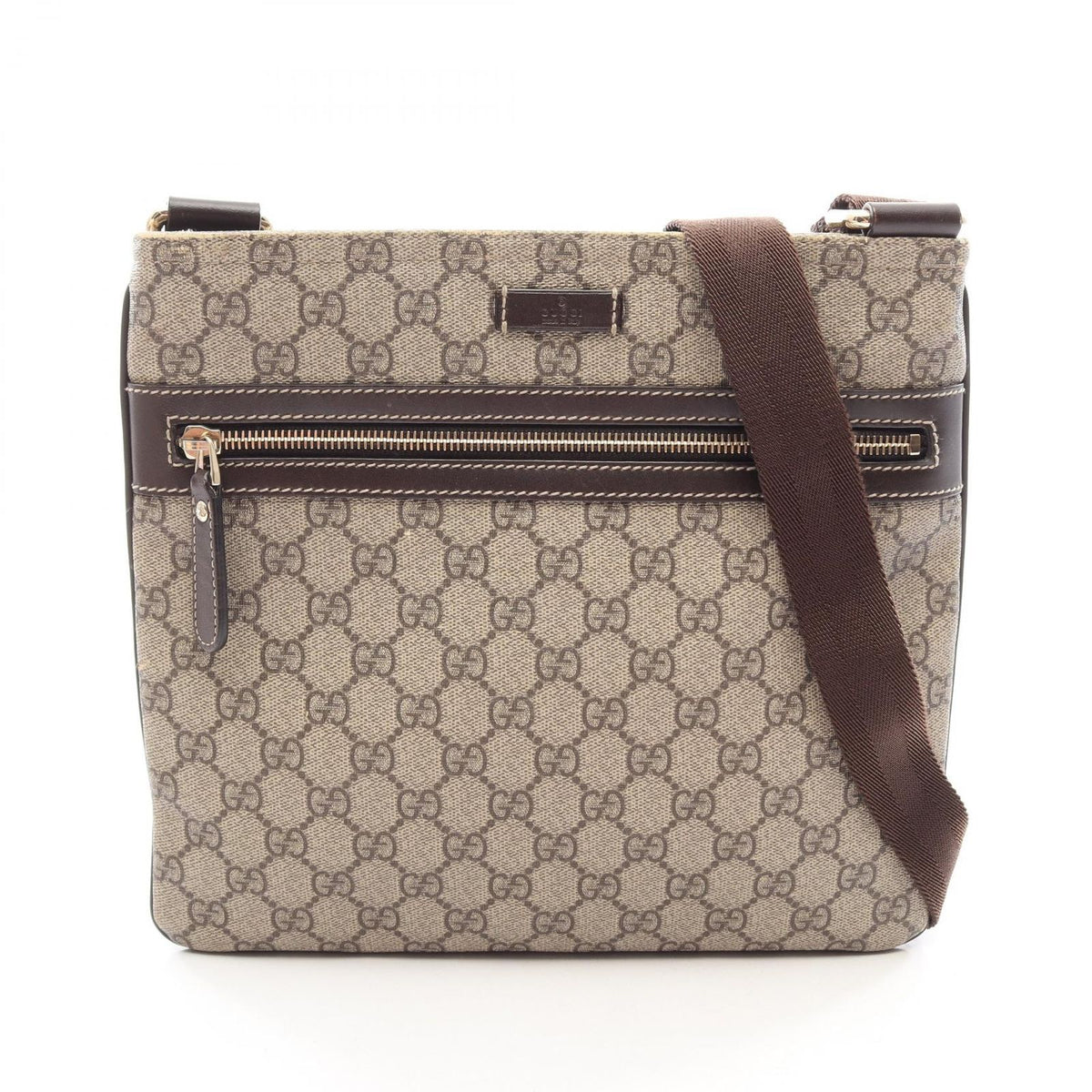 Gucci Shoulder Bag GG Supreme Beige Brown Leather