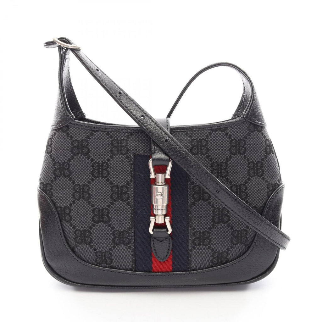 Gucci Shoulder Bag the Hacker Project Jackie 2-Way Black Canvas Leather