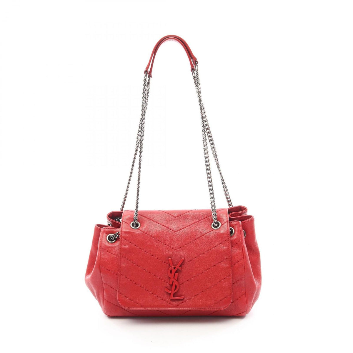 Saint Laurent Paris Shoulder Bag Monogram Nolita Red Leather Chain