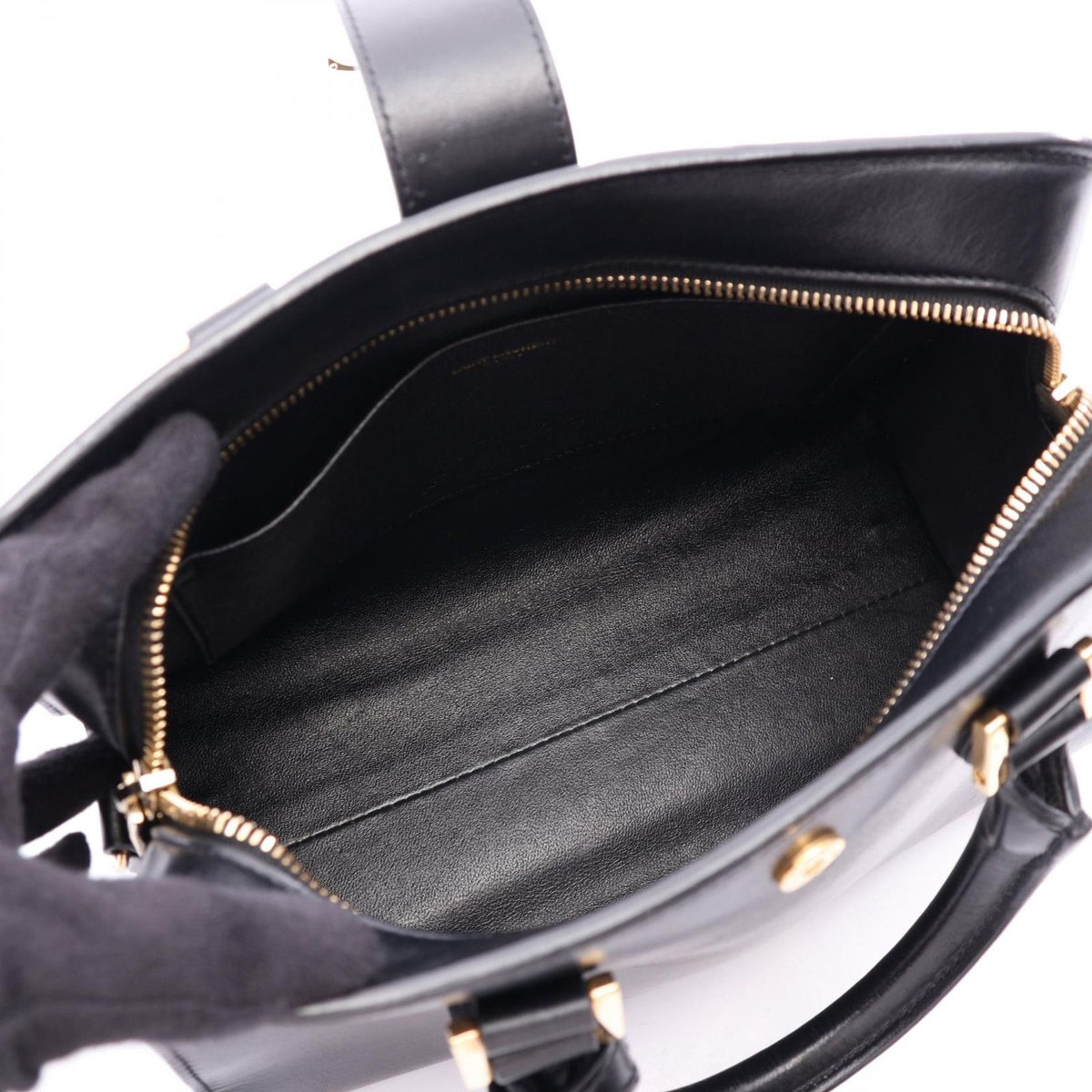 Saint Laurent Paris Handbag YSL Line Baby Monogram Cabas 2-Way Black Leather — view 3