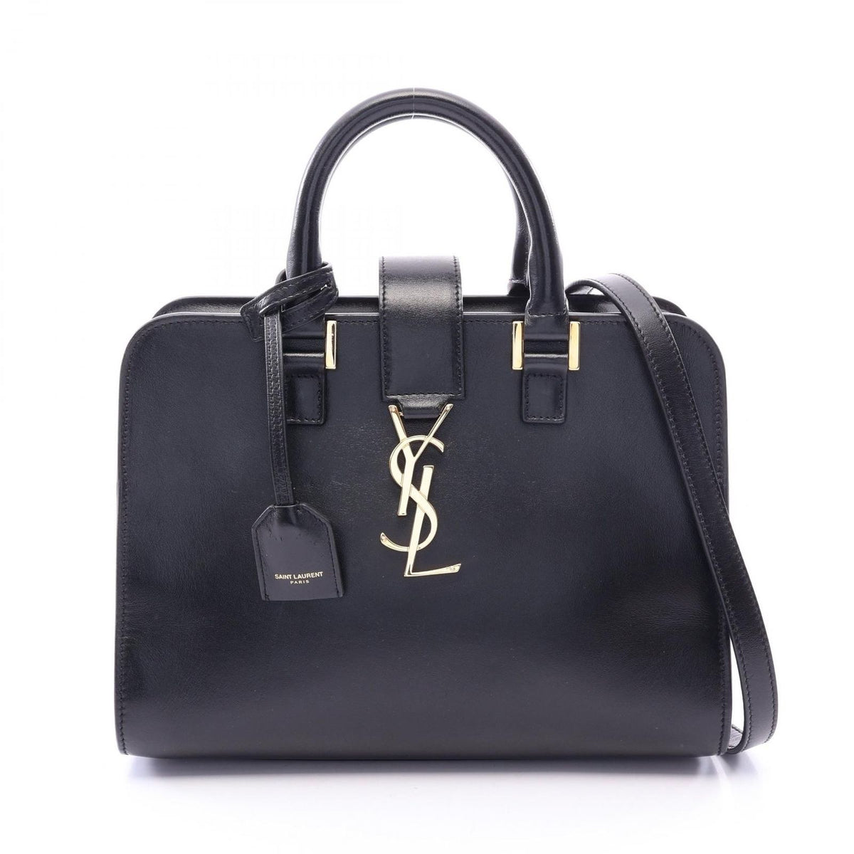 Saint Laurent Paris Handbag YSL Line Baby Monogram Cabas 2-Way Black Leather