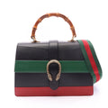 Gucci Handbag Bamboo Dionysus 2-Way Black Green Red Leather