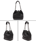 Chanel Chain Shoulder Bag Silver Quilted Drawstring — view 2