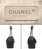 Chanel Chain Shoulder Bag Silver Quilted Drawstring — view 4