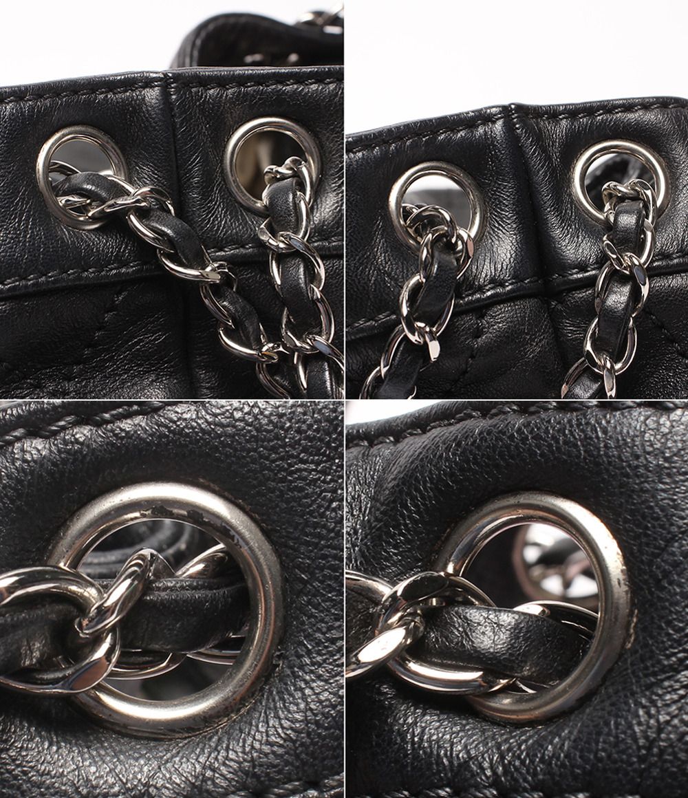 Chanel Chain Shoulder Bag Silver Quilted Drawstring — view 6