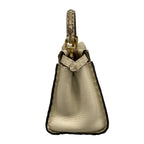 Fendi Handbag Peekaboo Iconic Small Selleria Beige Ivory Dark Brown Leather — view 2