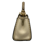 Fendi Handbag Peekaboo Iconic Small Selleria Beige Ivory Dark Brown Leather — view 4