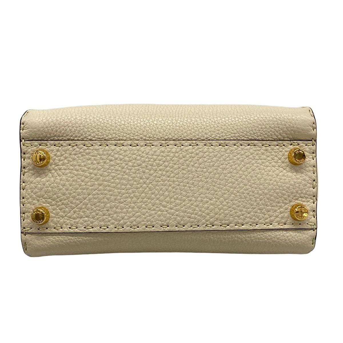 Fendi Handbag Peekaboo Iconic Small Selleria Beige Ivory Dark Brown Leather — view 5