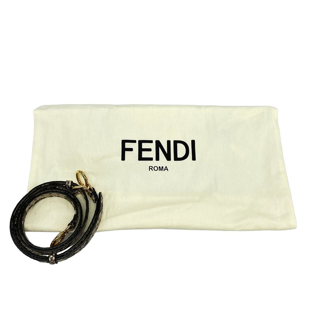 Fendi Handbag Peekaboo Iconic Small Selleria Beige Ivory Dark Brown Leather — view 8