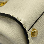Fendi Handbag Peekaboo Iconic Small Selleria Beige Ivory Dark Brown Leather — view 6