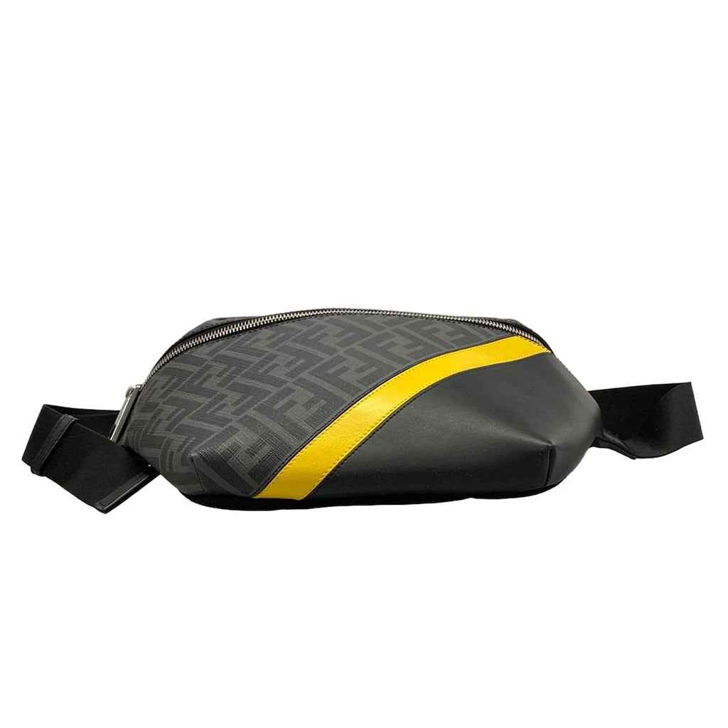 Fendi Waist Pouch Zucca Pattern Black Yellow Dark Gray Leather — view 5