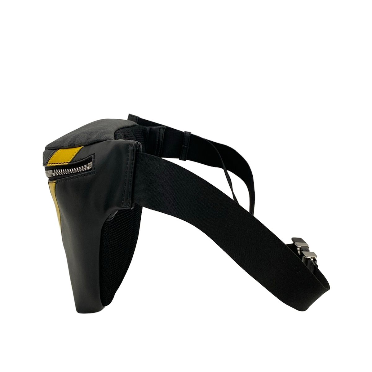 Fendi Waist Pouch Zucca Pattern Black Yellow Dark Gray Leather — view 4