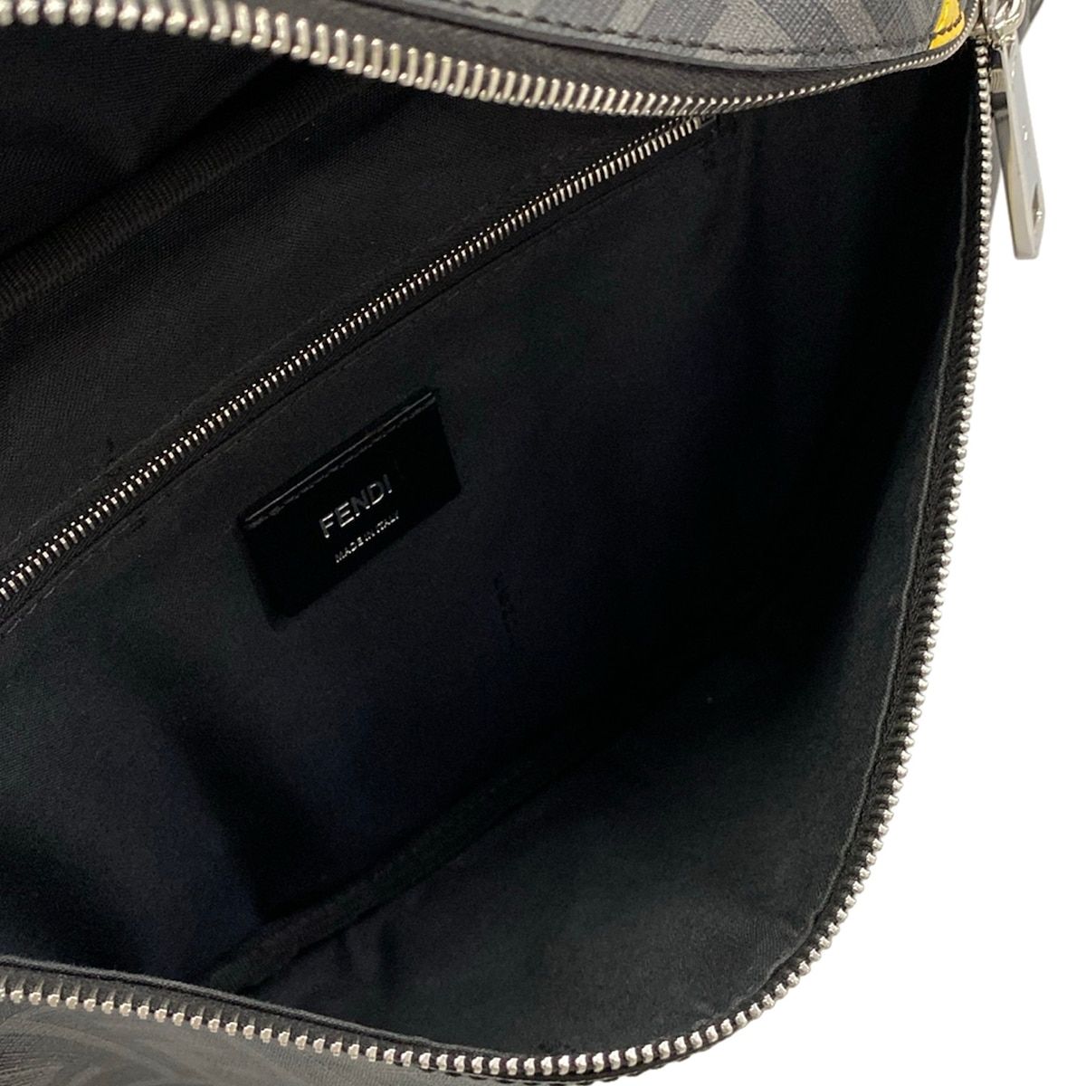 Fendi Waist Pouch Zucca Pattern Black Yellow Dark Gray Leather — view 7