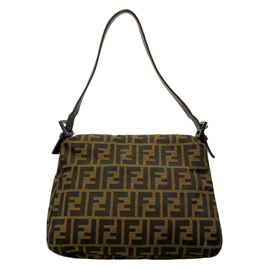Fendi Shoulder Bag Zucca Pattern Mamma Bucket Beige Black Dark Brown Leather — view 3